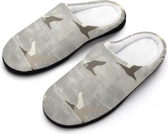 Generic Vintage Flying Birds Mens Slippers Slip On Comfortable Fleece Cotton House Shoes Winter