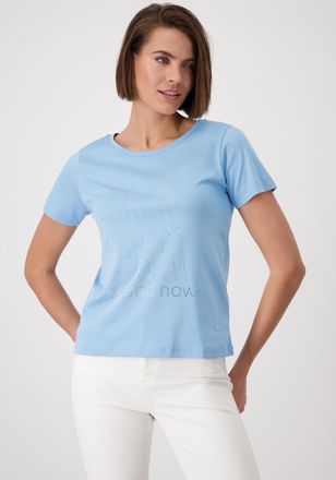 Monari Rundhalsshirt MONARI, Damen, Gr. 38, spring water, Jersey, Obermaterial: 100% Baumwolle, unifarben, regular fit normal, Rundhals, eingesetzt,&Auml;rmel ohn
