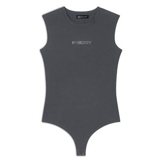 Freddy Body senza maniche in jersey stretch con logo strass