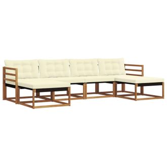 vidaXL Conjunto De Sof&aacute;s De Exterior Con Coj&iacute;n 6 Pcs Natural Y Crema Vidaxl