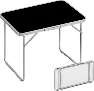 Relaxdays 2 Mesas De Camping Plegables, Auxiliares, (al X An X Prof) 68,5 X 70 X 50 Cm, Camping Y Picnic, Aluminio, Negras