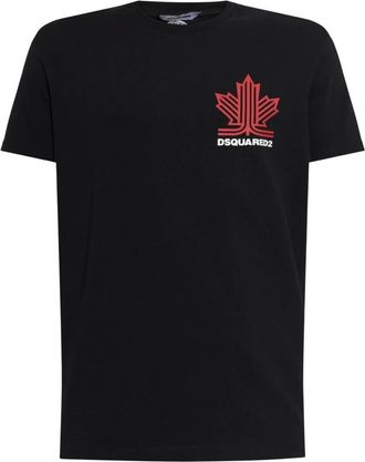 Dsquared2 Tops, Heren, Zwart, 2Xl, Katoen, Katoenen T-shirt met Logoprint