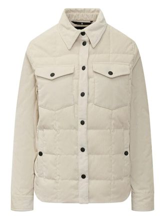Moncler Paulet puffer shirt jacket - women - Cotton/Elastane/Polyamide/Down/Feather - 3 - Neutrals