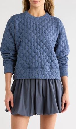 Zella Retreat Quilted Crewneck Sweatshirt in Blue Vintage at Nordstrom Rack, Size X-Small