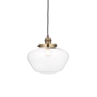 Loops Antique Brass Ceiling Pendant Light Clear Glass Shade Hanging Lighting Fixture