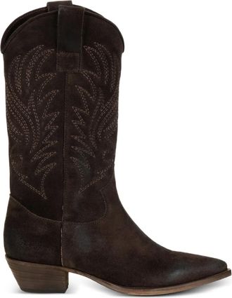 Christophe Lemaire stivali con ricamo - Marrone