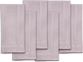 Solino Home Linen Dinner Napkins Set of 6, 20 x 20 Inch for Dining Table, Holiday and Everyday Table Decor - Classic Hemstitch in Lilac at Nordstrom