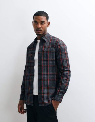 Barbour Boothe camicia a maniche lunghe a quadri nera-Nero