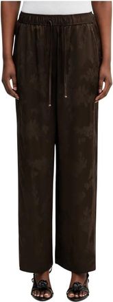 Ganni Satin Jacquard Broek - Dames - Straight fit broeken - Bruin - M - Polyester - Broeken
