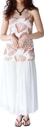 Moon River Shoreline Midi Dress In White/brown