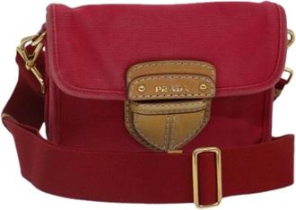 Prada Pre-owned Cross Body Bags, female, Red, Size: ONE SIZE Pre-owned Vintage Canvas Cross Body Bag