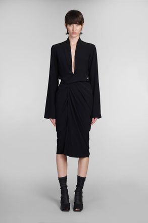 Rick Owens Abito donna Ls wrap dress in viscosa nera