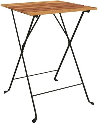 vidaXL Vidaxl - Mesa de cafetería plegable teca maciza y acero 55x54x71 cm