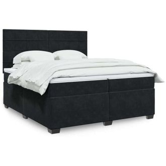 vidaXL Cama Box Spring Con Colch&oacute;n Terciopelo Negro 200x200 Cm