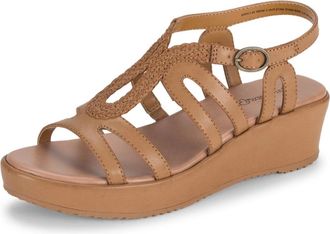 BareTraps Wilma Sandal Womens Caramel Open Toe Wedge Heel Strappy Hawk2899