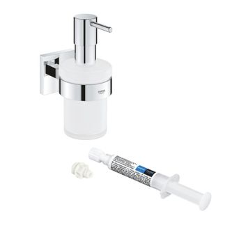 GROHE Dispensador De Jab&oacute;n Con Soporte Cromado Start Cube + Quickglue A1 Para Acceso Con Placa De Fijaci&oacute;n