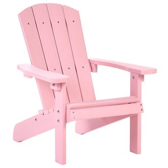 Beliani Silla De Jard&iacute;n Infantil Para Ni&ntilde;os De Madera Pl&aacute;stica De Exterior Rosa Adirondack