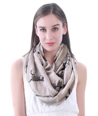 Lina & Lily Dinosaur Print Womens Infinity Scarf Snood Lightweight (Beige)