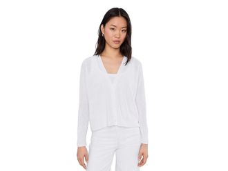 Eileen Fisher Petite Organic Linen Cotton V-neck Cardigan Womens Sweater White : PXS, Cotton/Linen