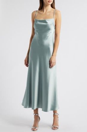 Amsale Andy Satin Midi Cocktail Dress in Jade at Nordstrom Rack, Size 12