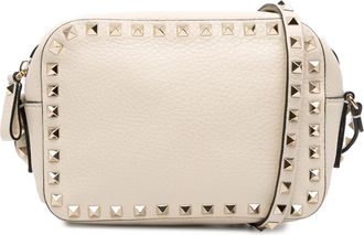 Valentino Pre-owned Womens Rockstud Crossbody Studded Bag - Ivory Leather - One Size