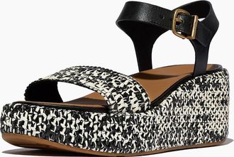 FitFlop Womens Fitflop Platfforms Wedge Faux Suede Womens Black/Ivory Sandals - Size: 7