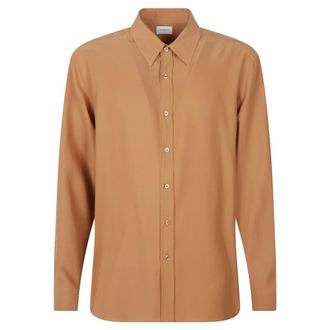 Saint Laurent Overhemden, Heren, Bruin, L, Shirt in silk satin-back crepe