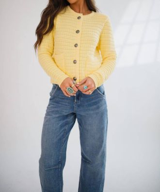 Dear John Denim Cambria Old Money Cardigan In Pale Banana