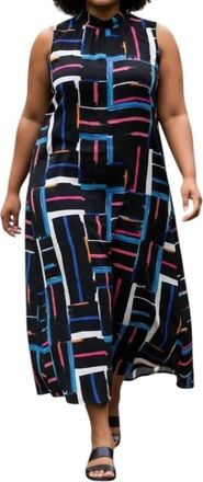 Joseph Ribkoff Geo Print Sleeveless Maxi Dress In Multi