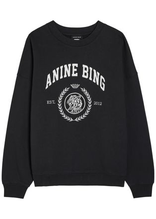 Anine Bing Miles Logo-print Cotton Sweatshirt - Black - S (UK8-10 / S)