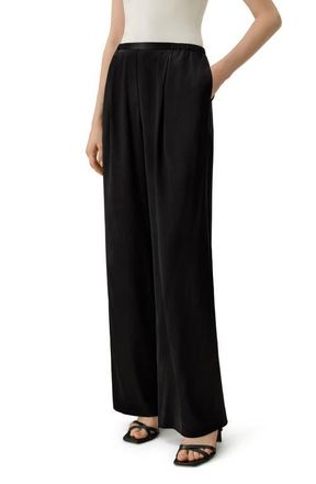 LilySilk Womens Double Faced Silk Charmeuse Pants in Black at Nordstrom, Size 2