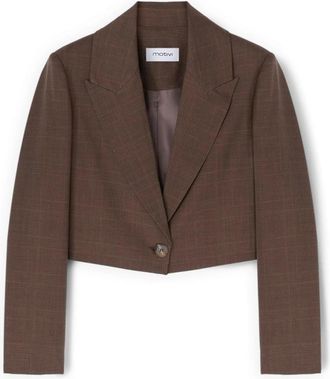Motivi Spencer Jas met Ruitpatroon - Dames - Blazers - Bruin - 2XL - Leer - Jassen