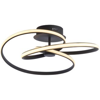 Loops Semi Flush Ceiling Light Fitting - Textured Black & White Diffuser - LED Tape in Clear