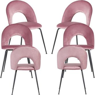 Regalos Miguel Regalos Miguel - Packs Sillas Comedor - Pack 6 Sillas Dawa Black Terciopelo - Rosa
