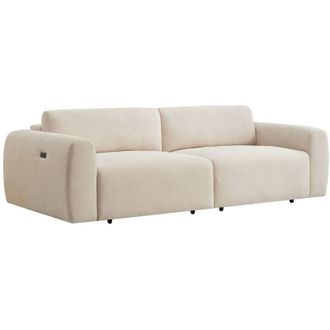 Vente-Unique Divano 4 posti con seduta scorrevole elettrica in velluto a coste sottili beige - PASTARO