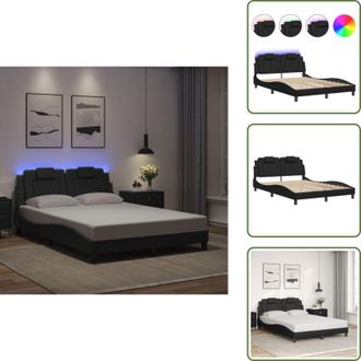 vidaXL Letto con testiera - vidaXL Giroletto Viana con LED senza Materasso Nero 120x200 cm - Letto con luci