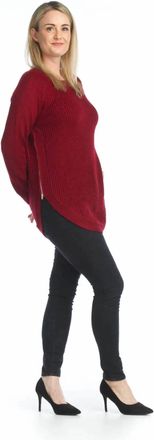 Papillon Long Sleeve Sweater With Zip Side In Burgundy