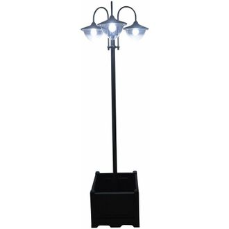 OUTSUNNY Farol Solar De Jard&iacute;n Con 18 Luces Led Blanca Fr&iacute;a 6000k Impermeable Ip44 Sensor De Noche Base De Maceta Farola Exterior Para Terraza 60x55x189cm