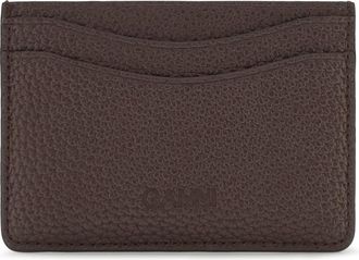 Ganni Womens Textured Faux Leather Card Holder Chicory Coffee Wallet