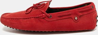 Tod's Tods For Ferrari Red Suede Bow Slip On Loafers