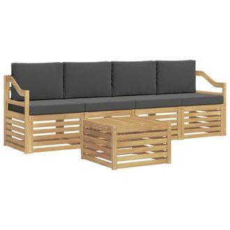 vidaXL Conjunto De Sof&aacute;s De Exterior 5 Pcs Blanco Y Antracita Vidaxl