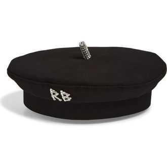 Ruslan Baginskiy Crystal Embellished Beret in Black at Nordstrom, Size X-Small