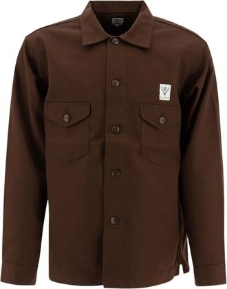 South2 West8 Giacca-camicia con taschino - Marrone