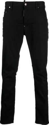 Dsquared2 logo-patch slim-cut jeans - men - Cotton/Cotton/Elastane/Polyester - 50 - Black