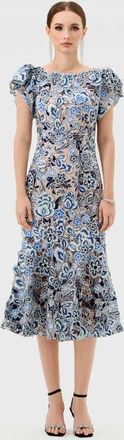 Bariano Peri Flutter Sleeve Midi in Blue at Nordstrom, Size 10