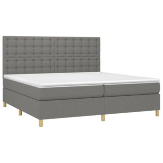 vidaXL Vidaxl - Cama Box Spring Con Colch&oacute;n Tela Gris Oscuro 200x200 Cm