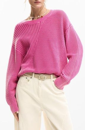 Desigual Mix Stitch Sweater in Pink at Nordstrom, Size X-Large