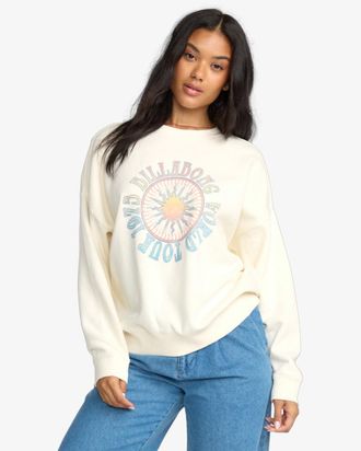 Billabong Sweatshirt BILLABONG ECHO CREW FLC, Damen, Gr. XL (42), beige (salt crystal), Obermaterial: 80% Baumwolle, 20% Polyester, normal, Rundhals, Sweatshirt