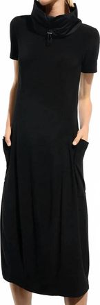 Joseph Ribkoff Funnel Collar Midi Cocoon Dress In Black