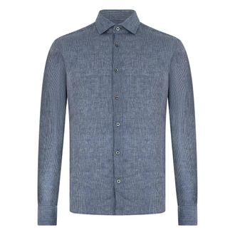 Moorer Casual Shirts, male, Blue, Size: M Sorrento Long Sleeve Shirt